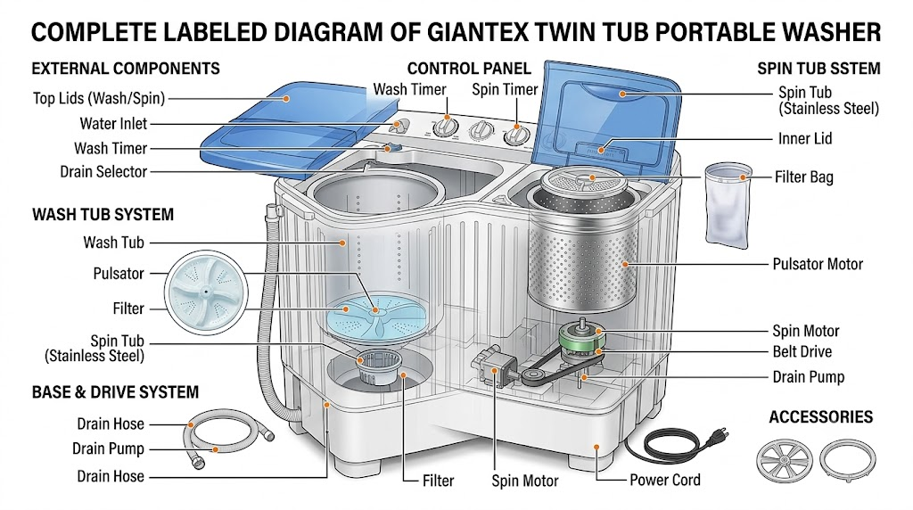 Giantex twin tub washing machine instructions