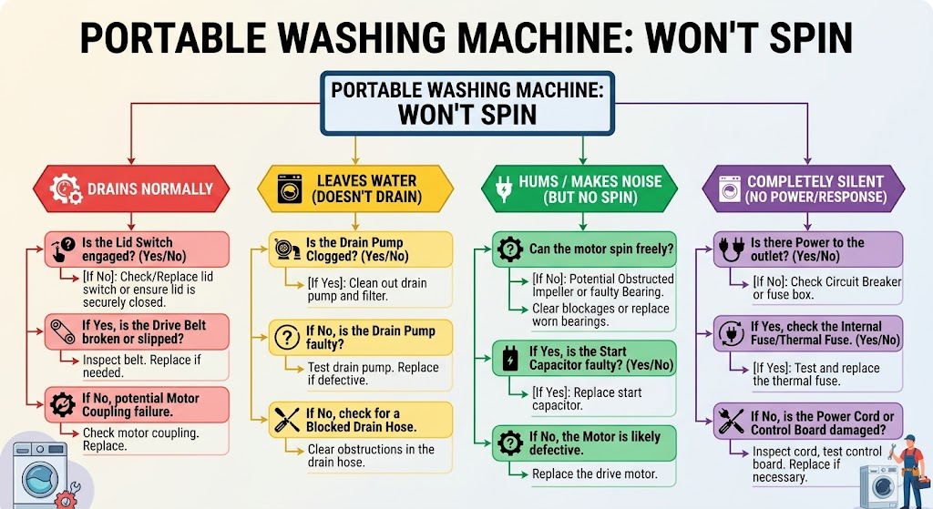 Portable Washing Machine Not Spinning