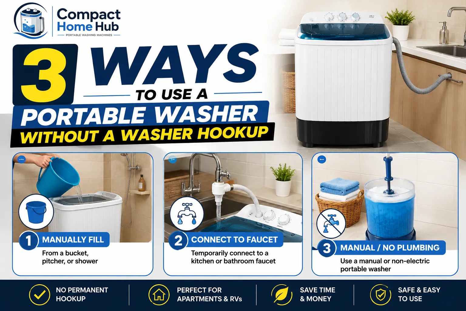 Ways to Use a Portable Washer Without a Washer Hookup